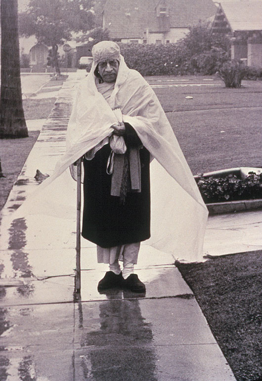Srila Prabhupada in the Rain