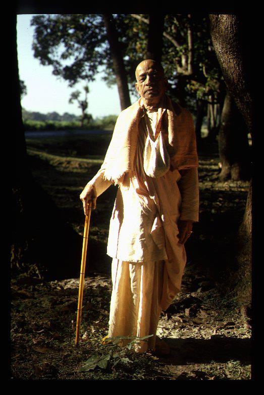 Srila Prabhupada with cane
